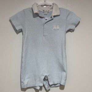 Kissy Kissy Light Blue Checkered Baby Romper
